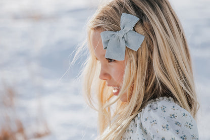 Dusty Blue - Petite Hair Bow