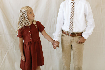 Fawn Gingham Boys Tie