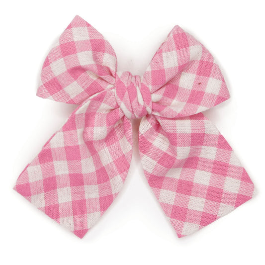 Fuchsia Plaid Petite Hair Bow