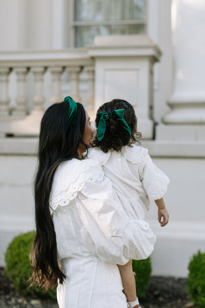 Green Velvet Darling Hair Bow