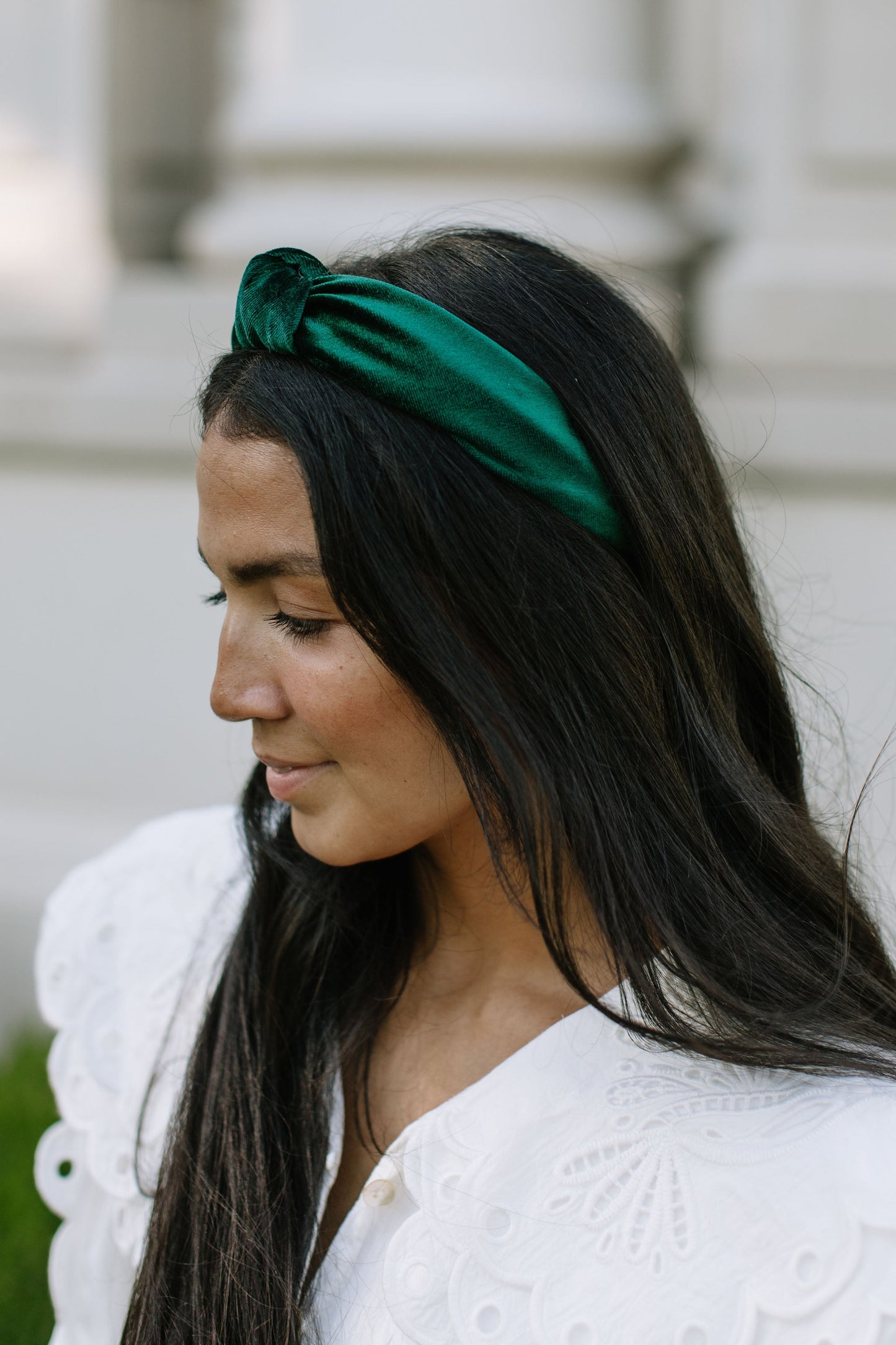 Green Velvet Women's Knotted Headband