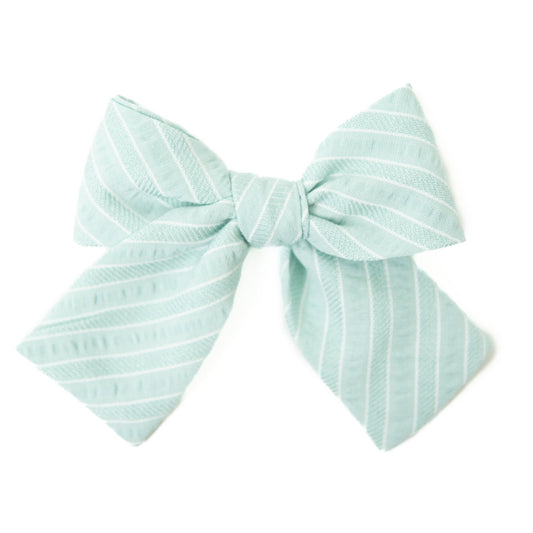 Mint Stripe Petite Hair Bow