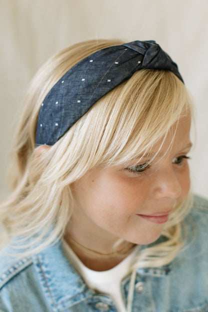 Navy Dot - Women's Knotted Headband