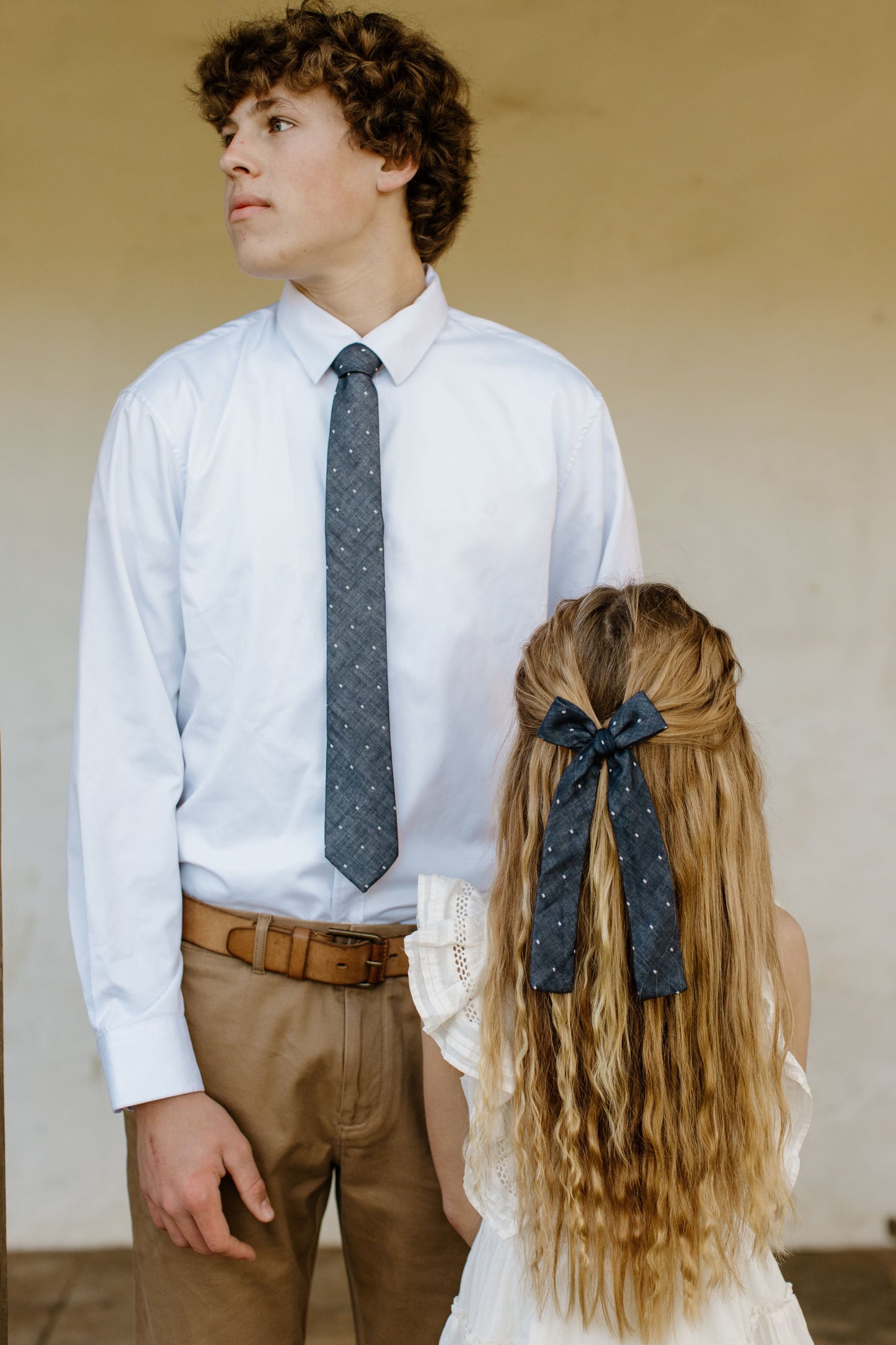 Navy Dot Lady Hair Bow