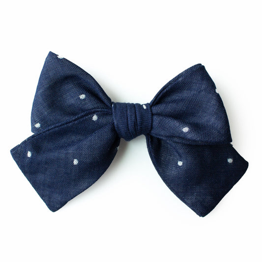 Navy Dot Petite Hair Bow