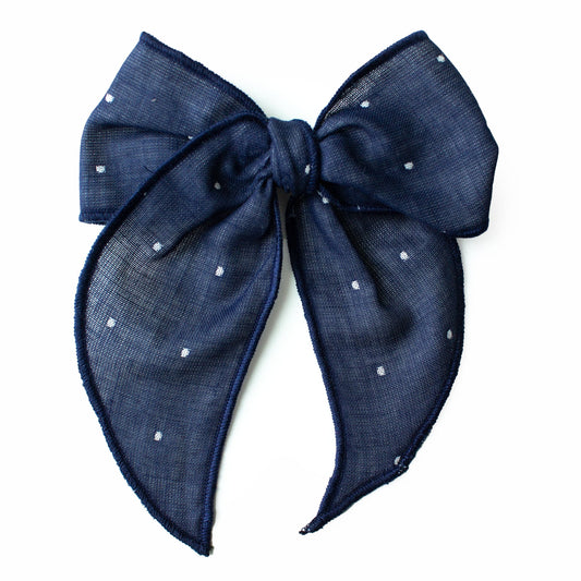 Navy Dot Darling Hair Bow