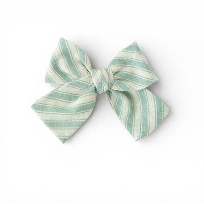 Pistachio Stripe - Petite Hair Bow