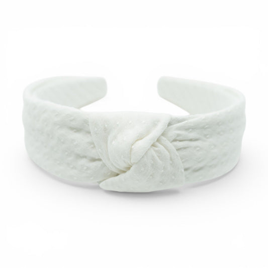 Quilted White - Knotted Headband