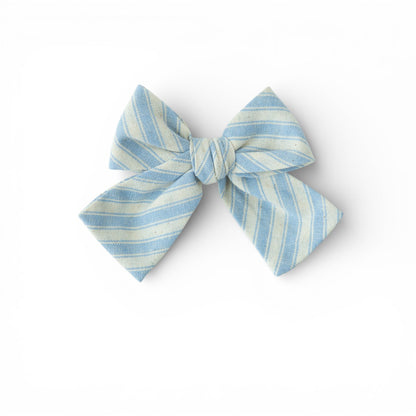 Robin Egg Stripe - Petite Hair Bow