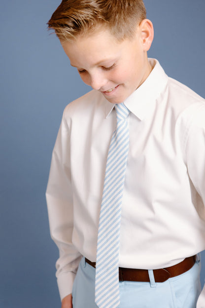 Robin Egg Stripe -  Boys Tie