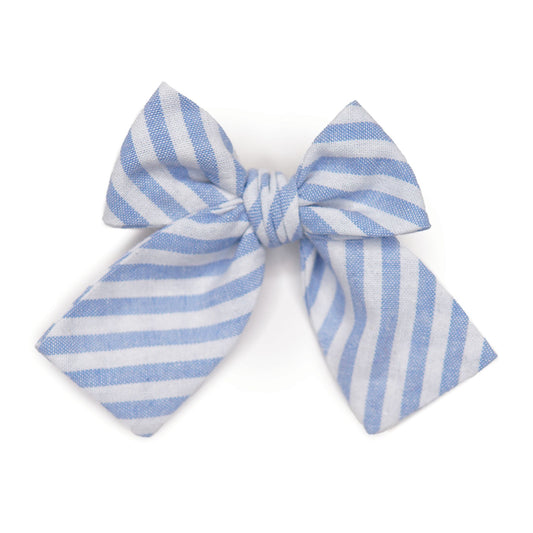 Robin Egg Stripe Petite Hair Bow