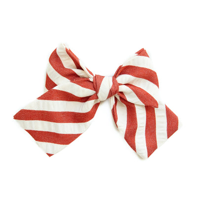 Scarlet Stripe Petite Hair Bow