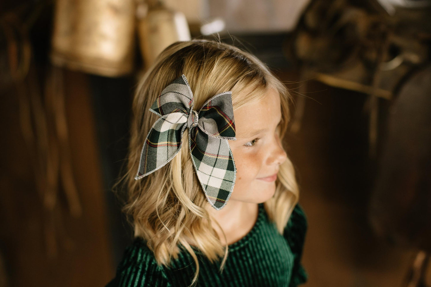Spruce Plaid Darling Hair Bow