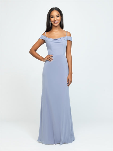 Smoke Gray Off Shoulder Draped Dress