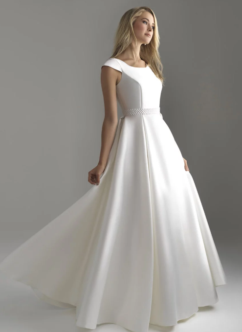 White Cap Sleeve Ballgown