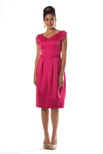 Fuchsia Modest Satin Short Dress