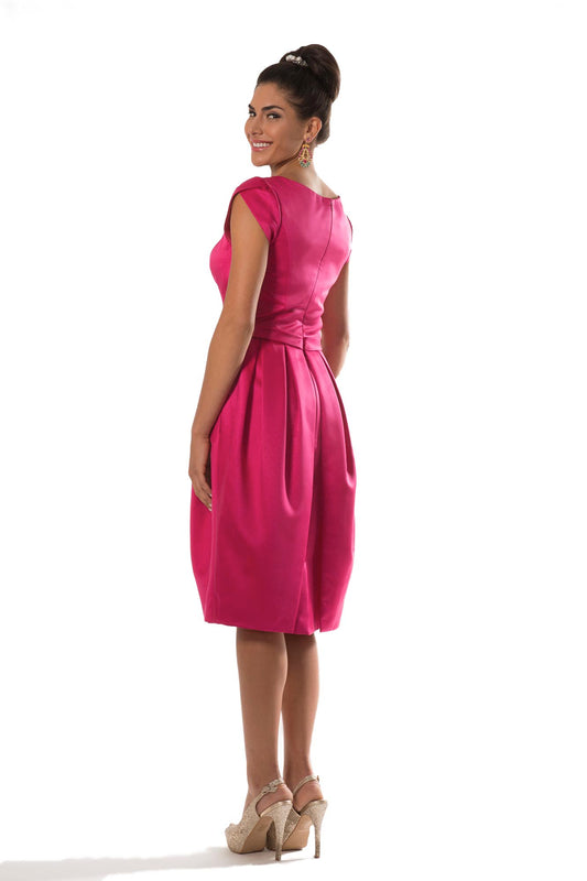 Fuchsia Modest Satin Short Dress