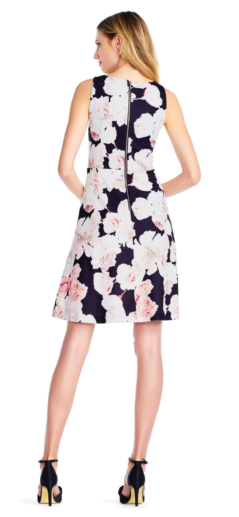 Black and Pink Floral Short Dress