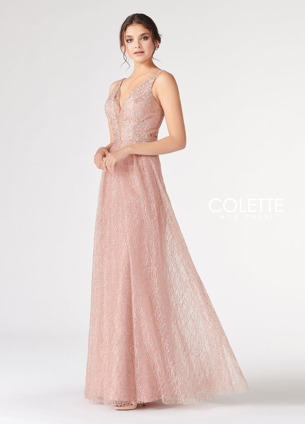 Rose Gold Sparkly Cracked Tulle Dress