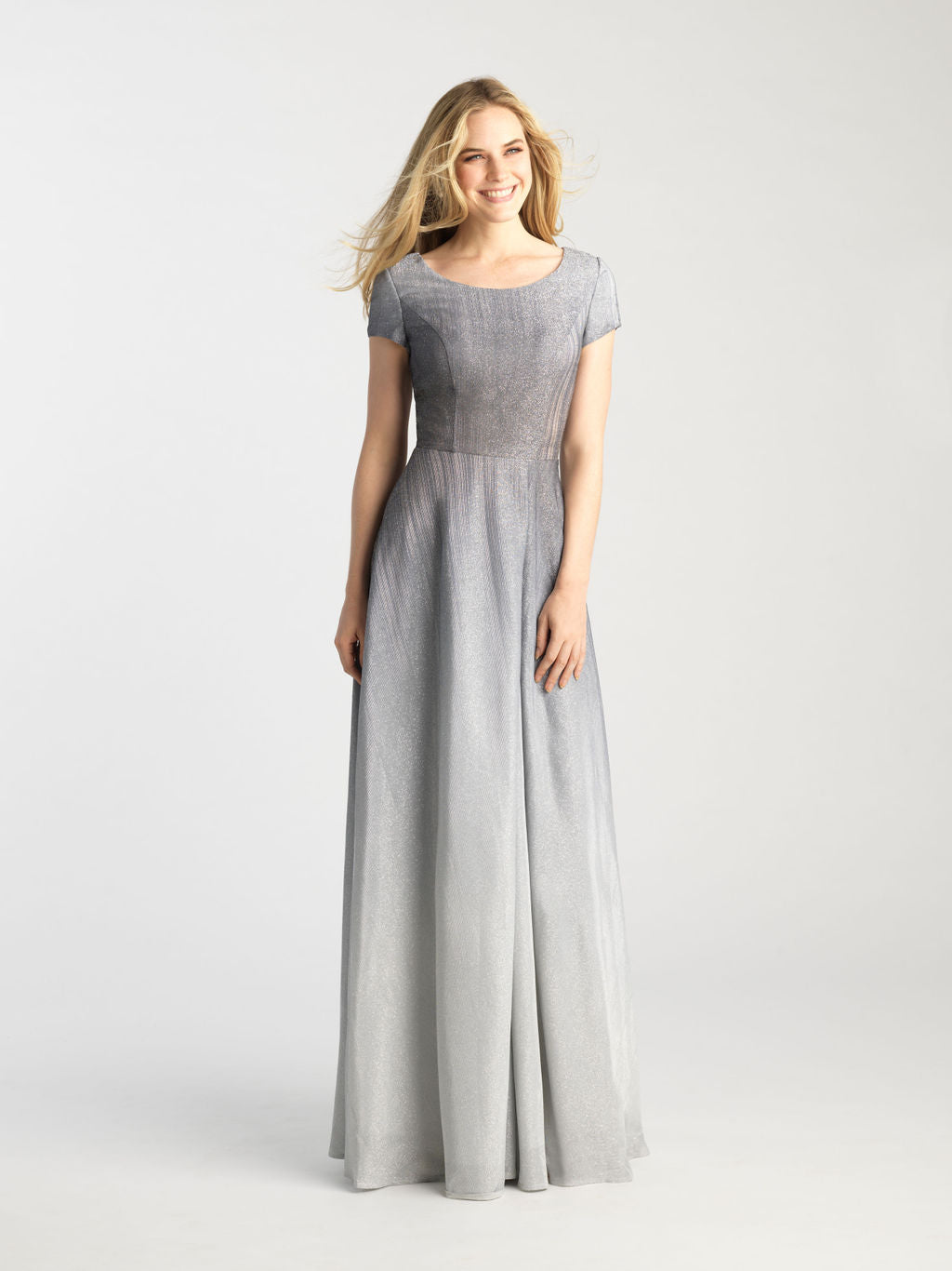 Silver and Gray Ombre A-Line Gown