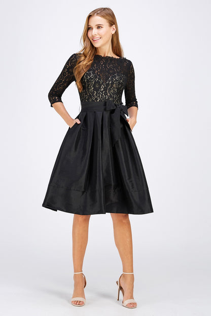 Modest Lace Bodice Taffeta Skirt