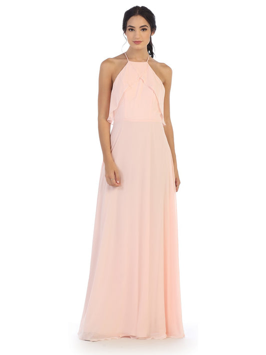 Halter Bodice Chiffon Gown