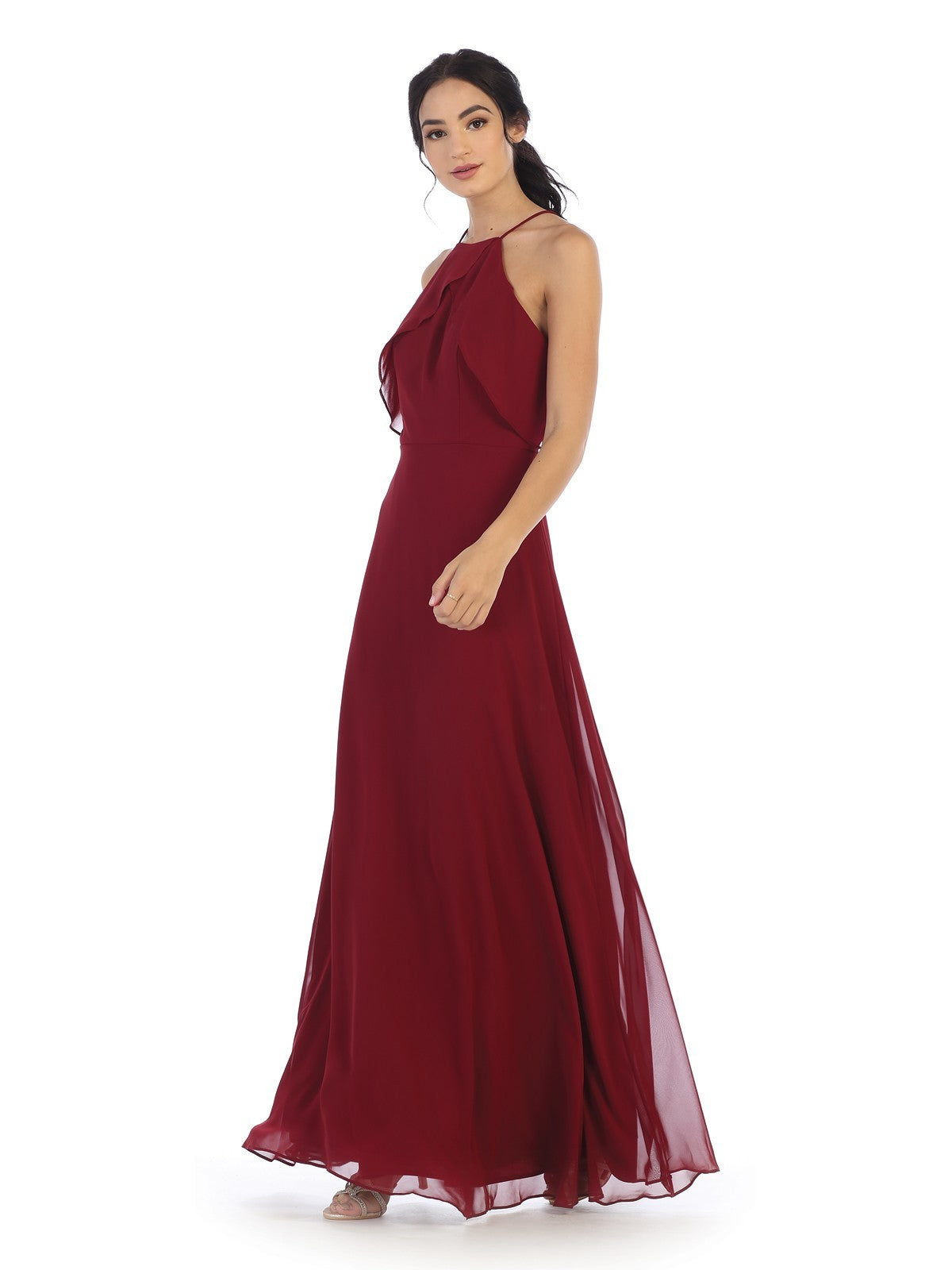 Halter Bodice Chiffon Gown