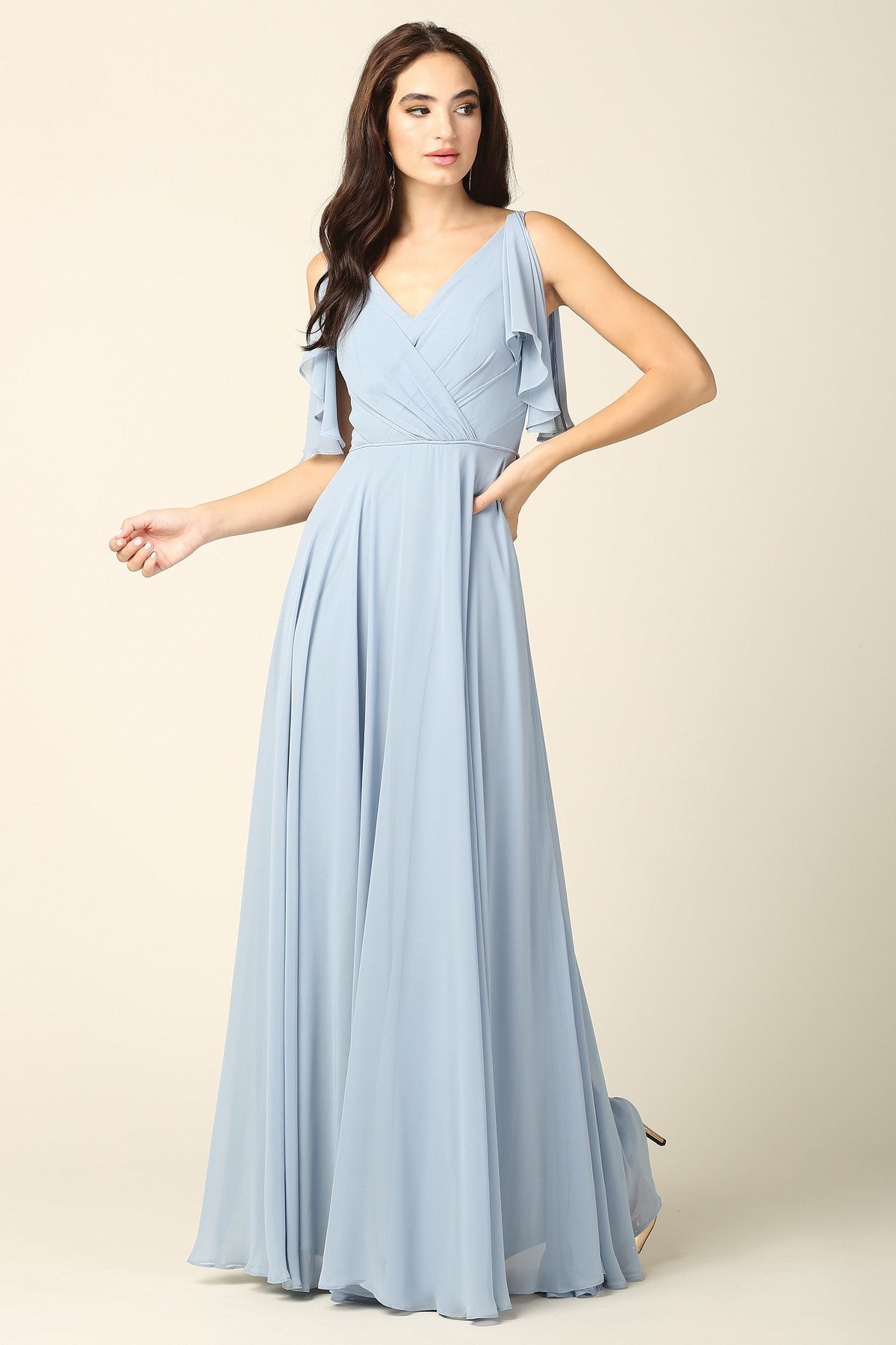 Open Sleeve Chiffon Gown