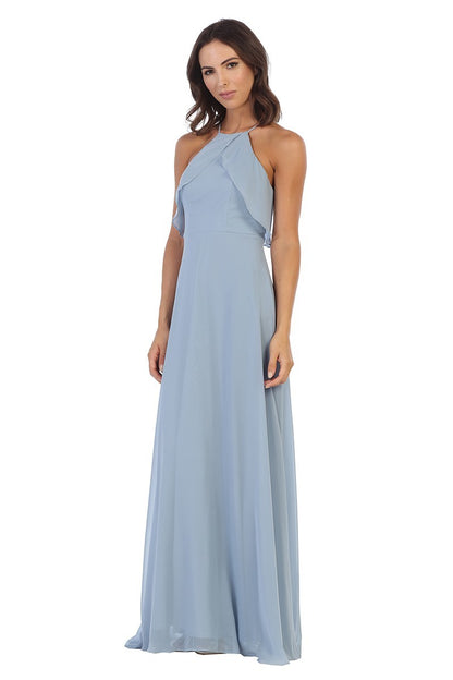 Halter Bodice Chiffon Gown