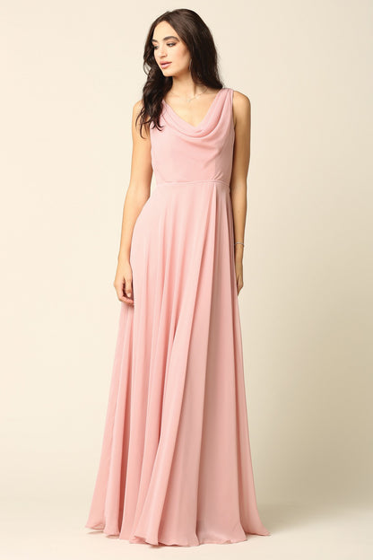 Cowl Neck Chiffon Gown