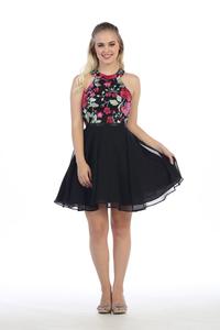 Floral Embroidered Bodice Midi