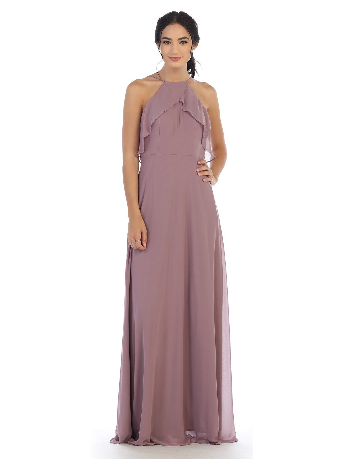 Halter Bodice Chiffon Gown