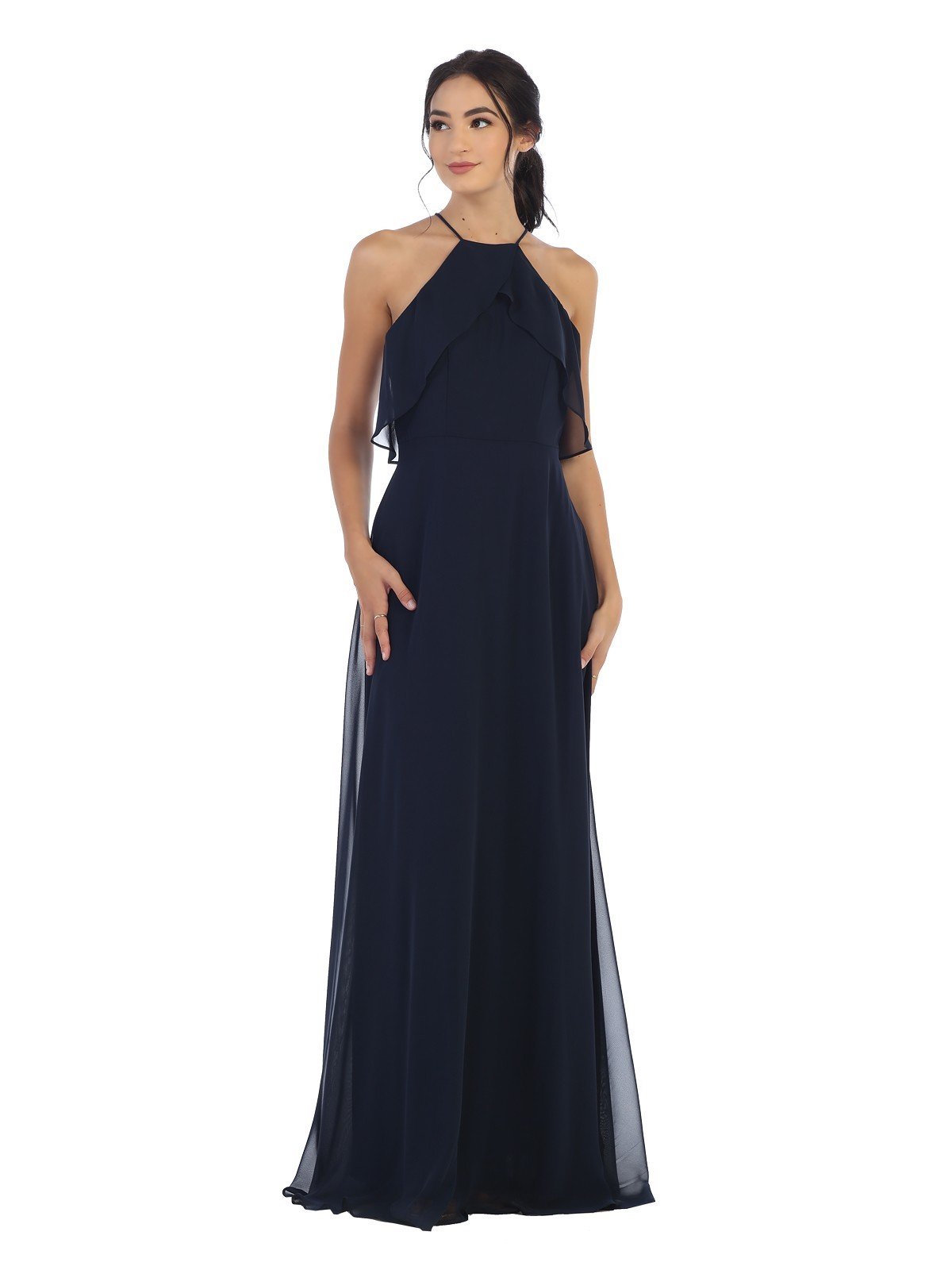 Halter Bodice Chiffon Gown