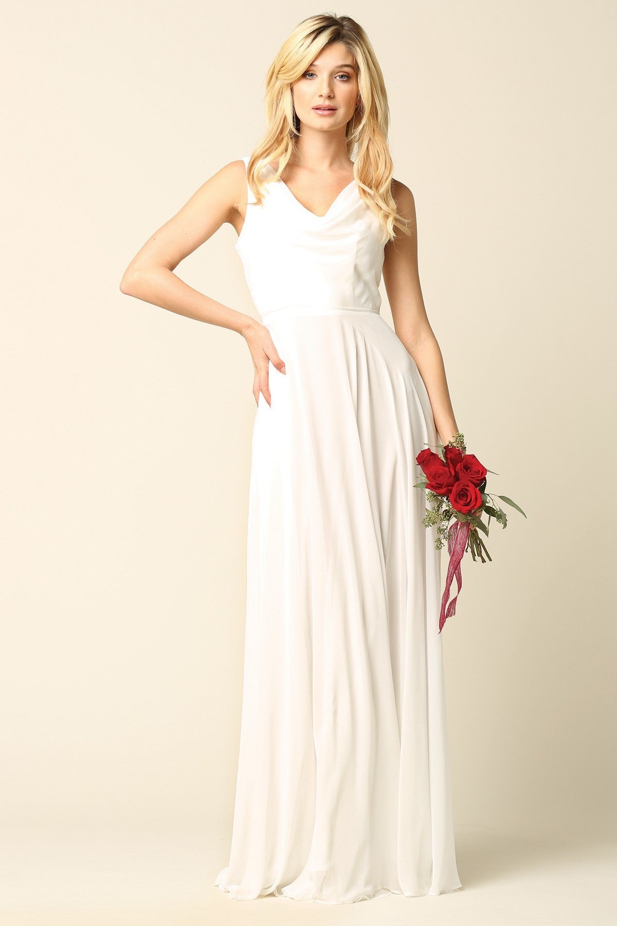 Cowl Neck Chiffon Gown