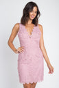 Mauve Circle V-neck Scallop Hemline