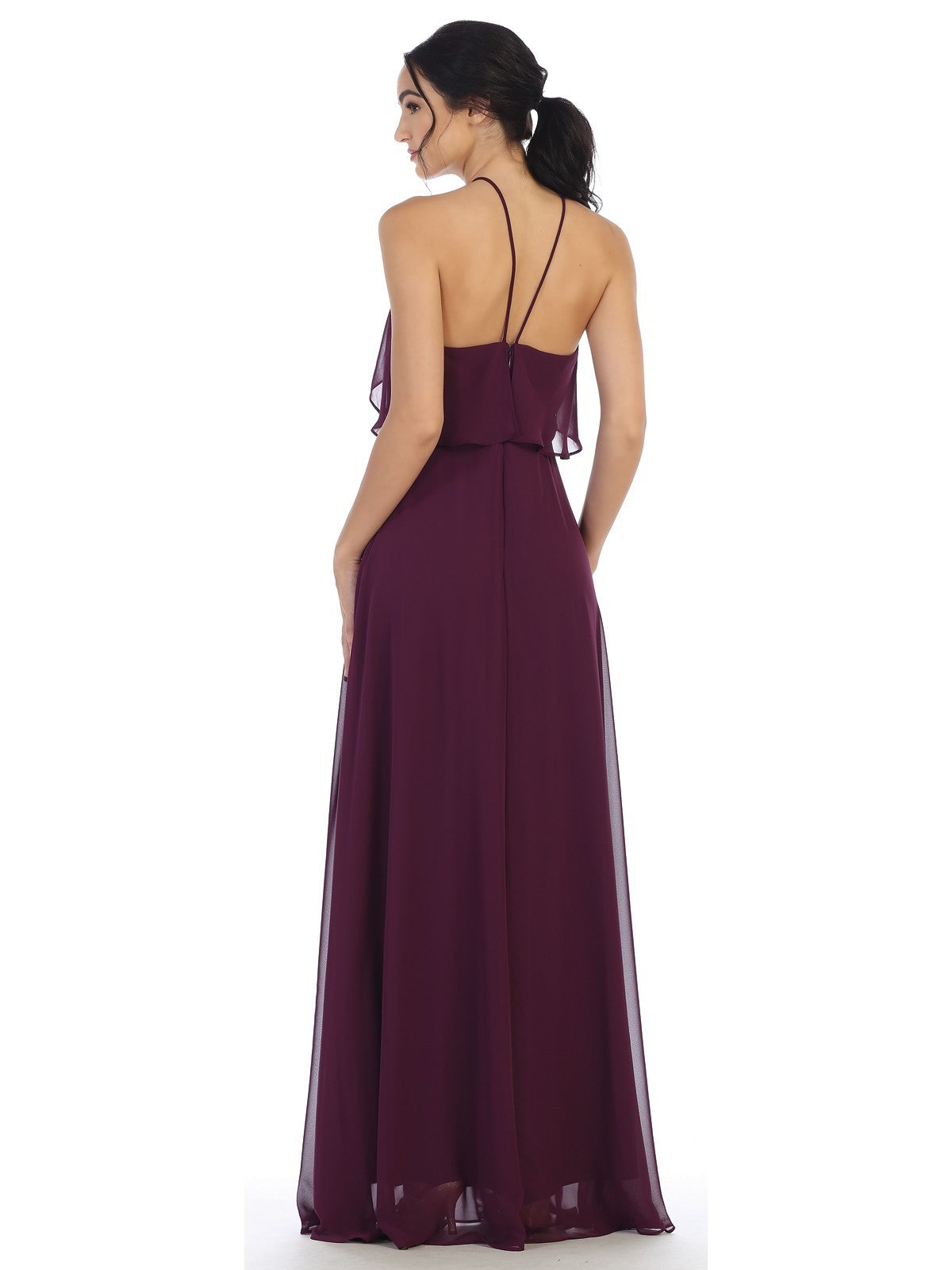 Halter Bodice Chiffon Gown