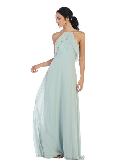 Halter Bodice Chiffon Gown