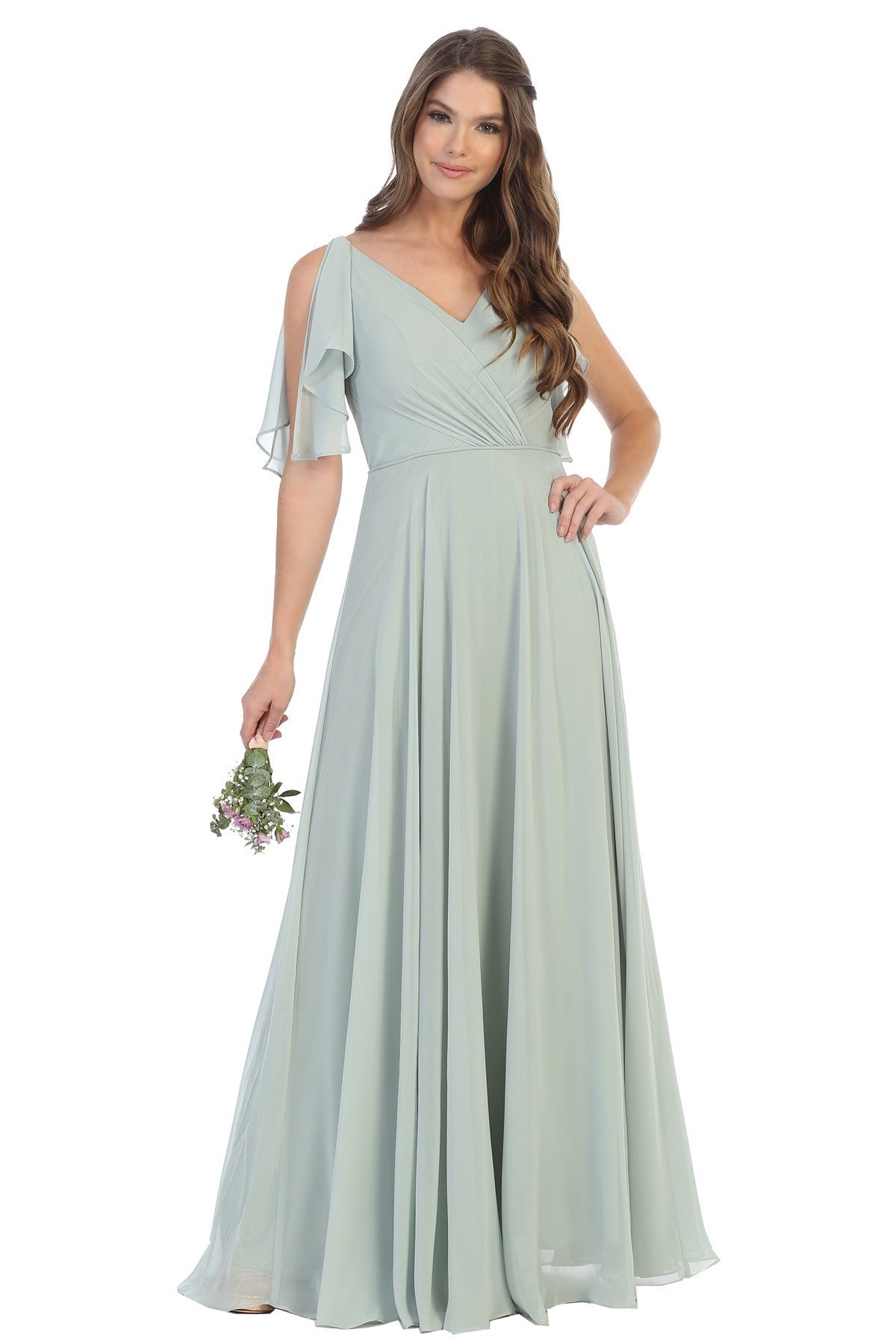 Open Sleeve Chiffon Gown