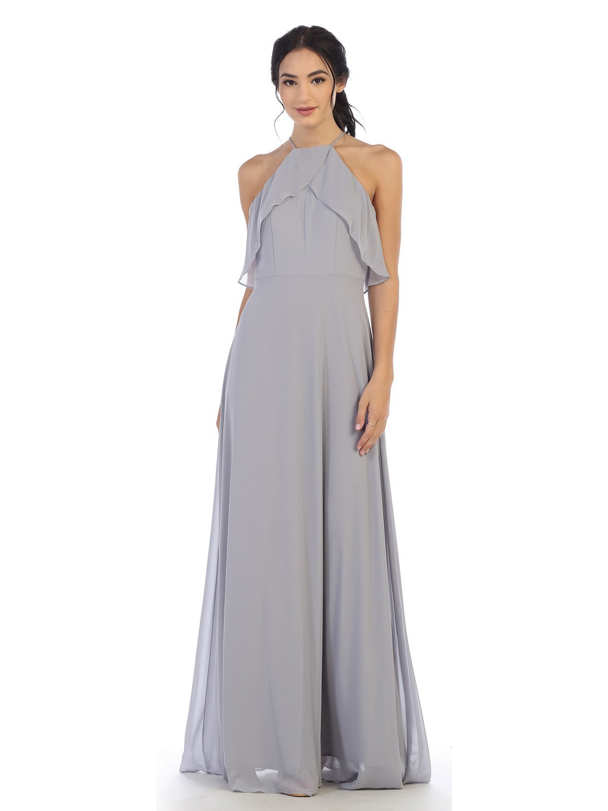 Halter Bodice Chiffon Gown