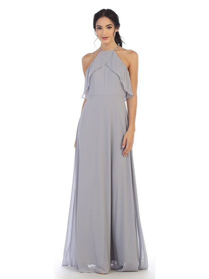 Halter Bodice Chiffon Gown