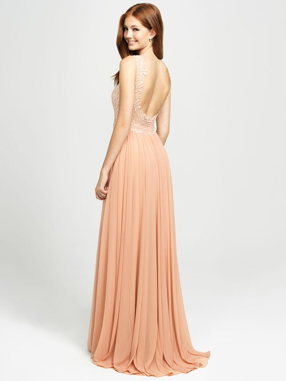 Blush Tank V-Neck Applique Chiffon Dress