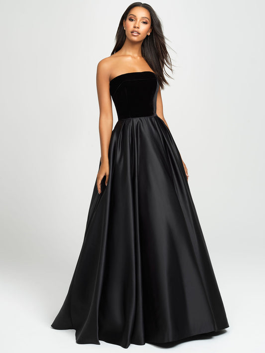 Black Strapless Velvet Bodice Dress