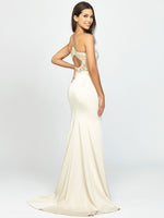 Champagne Lace Halter Open Back Dress
