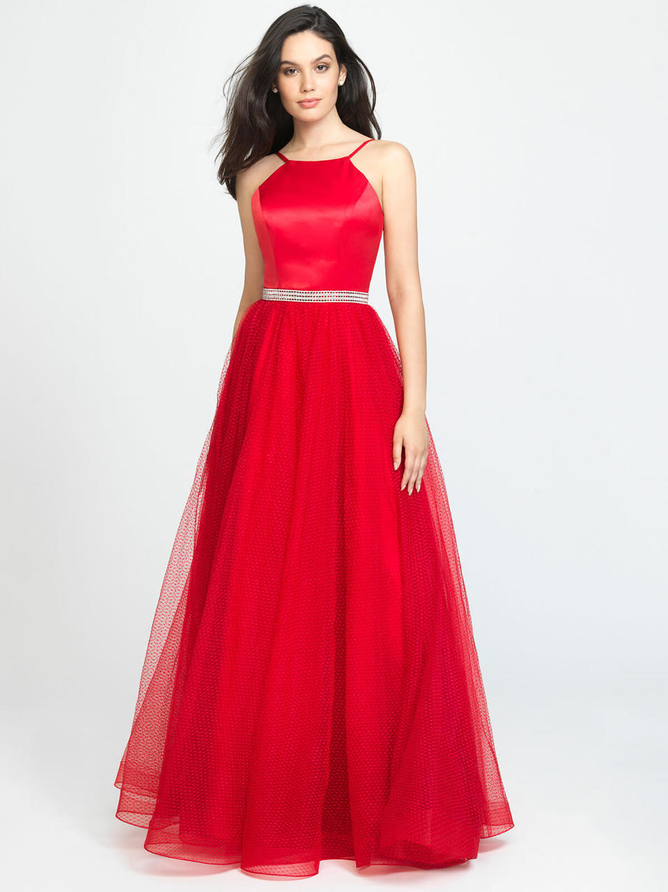 Red Halter Sparkle Belt Dress